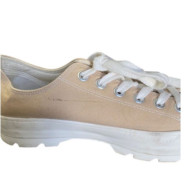 Sincerely Jules tan canvas sneakers with white rubber lug sole size 9 - Picture 7 of 9
